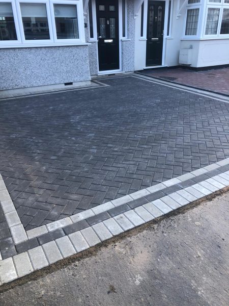 Herringbone pattern paved driveway in Theydon Mount