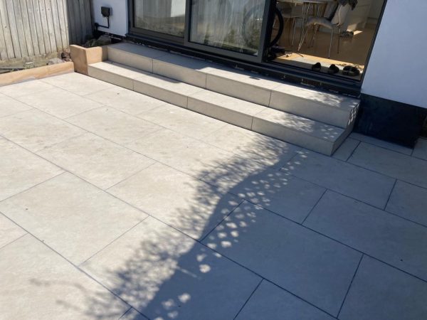 Porcelain patio and steps in Loughton